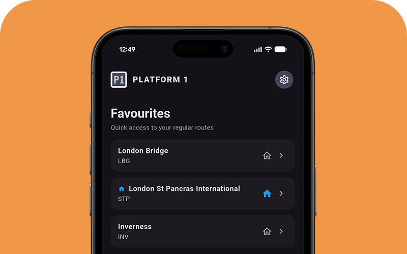 Close-up of the saved favourites feature